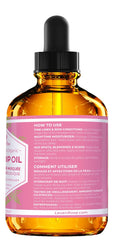 Leven Rose rosehip seed oil skin closeup highlights lightweight, non-greasy feel.