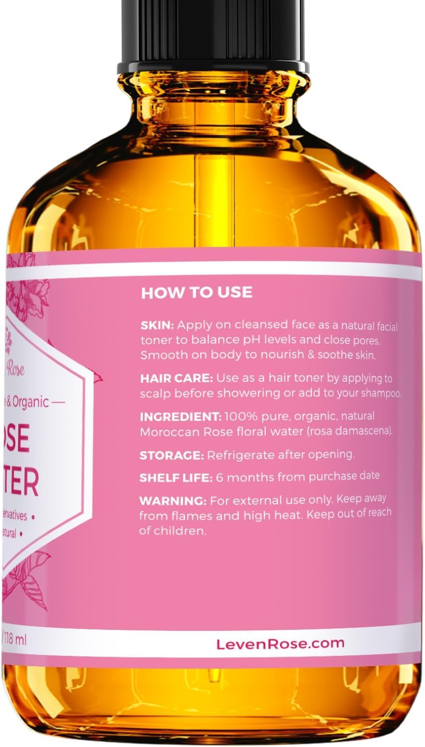 Vegan-friendly Leven Rose Rosewater Spray signals clean beauty with ethical sourcing.
