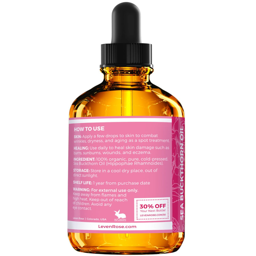 Leven Rose sea buckthorn oil on scalp before shampoo for hydration.