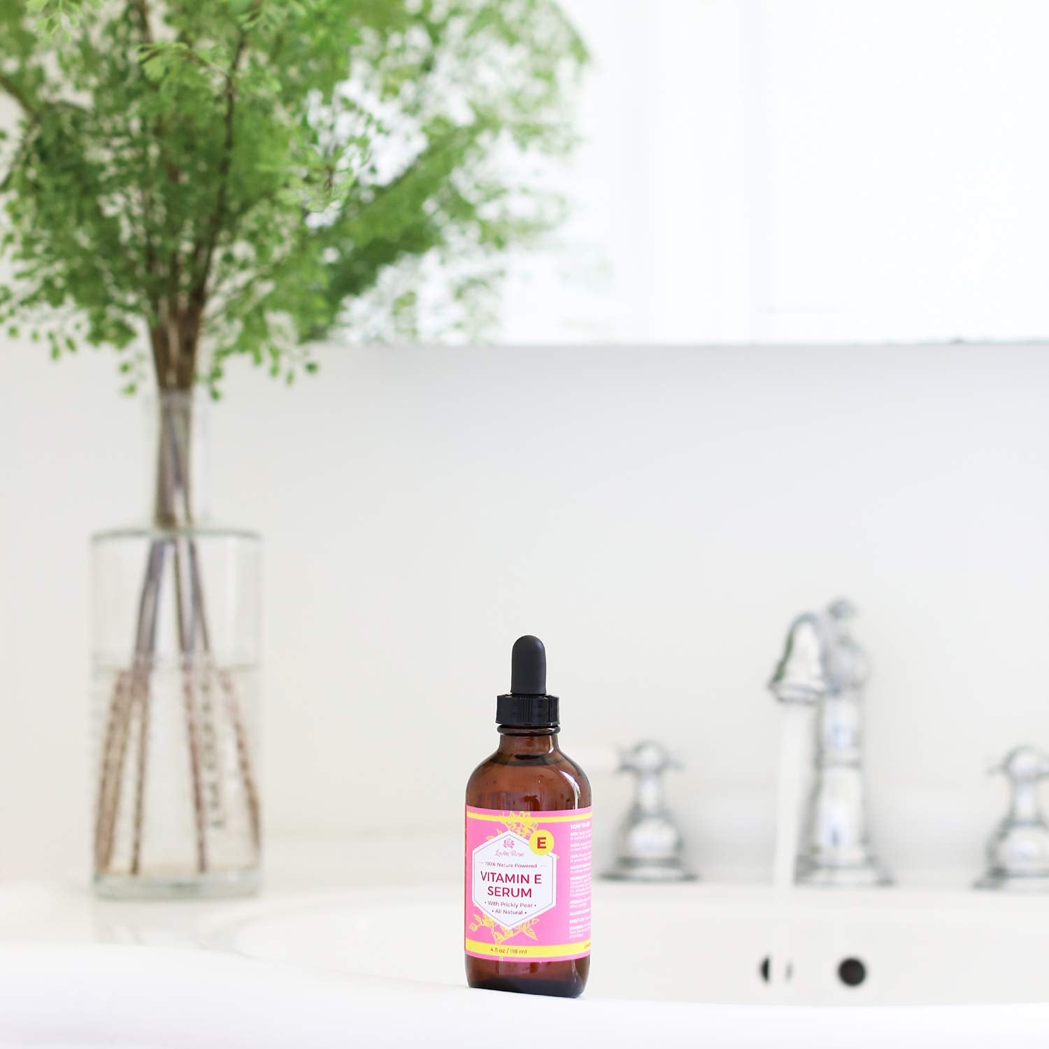Leven Rose Vitamin E Oil Serum adds shine and resilience to hair.