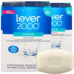 Lever 2000 Original Bar Soap pack-8-bars for daily cleansing and odor control.