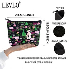 LEVLO Witch Musical Cosmetic Bag con cremallera 3D, resistencia y durabilidad.