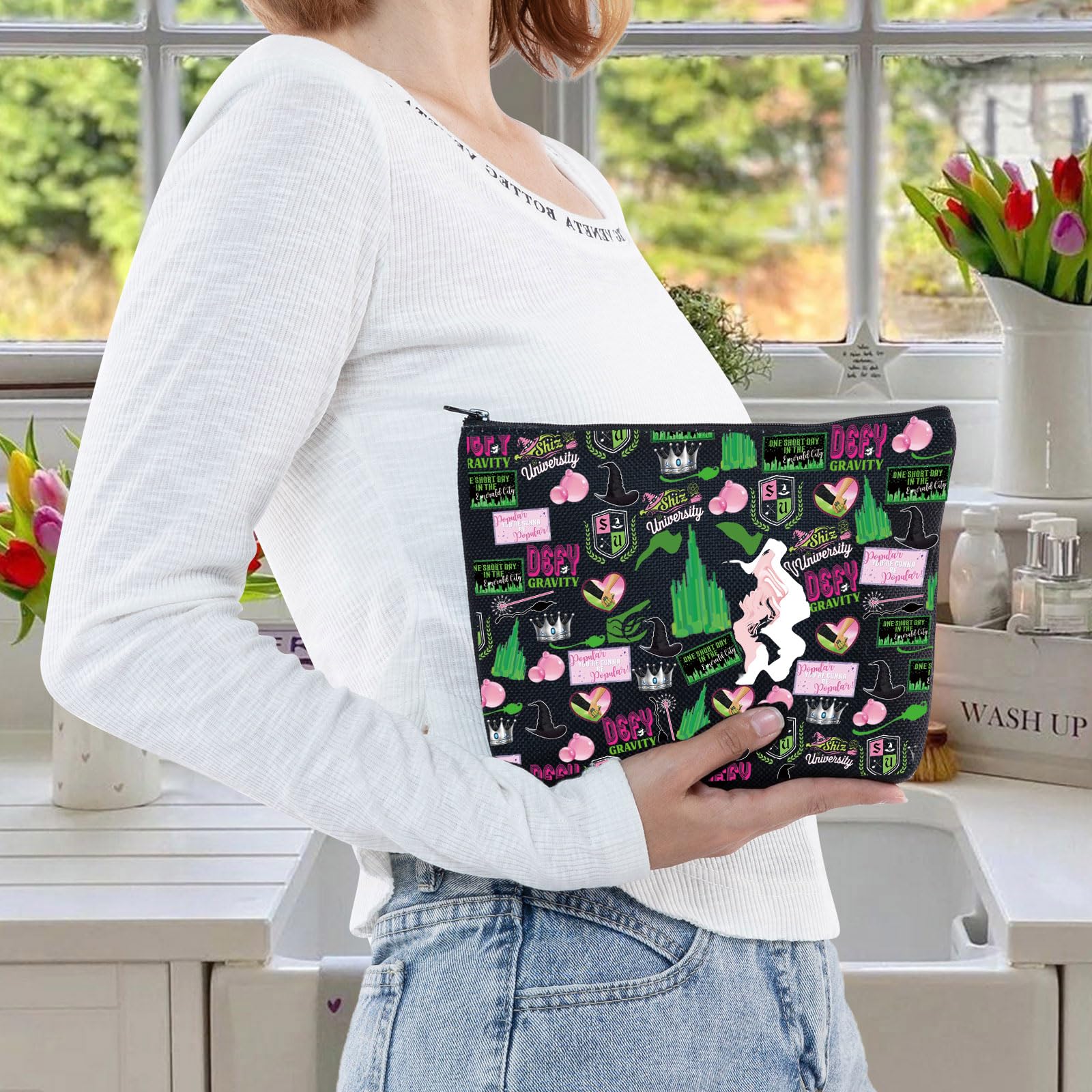 LEVLO Witch Musical Cosmetic Bag estilo moderno para fiestas y eventos.