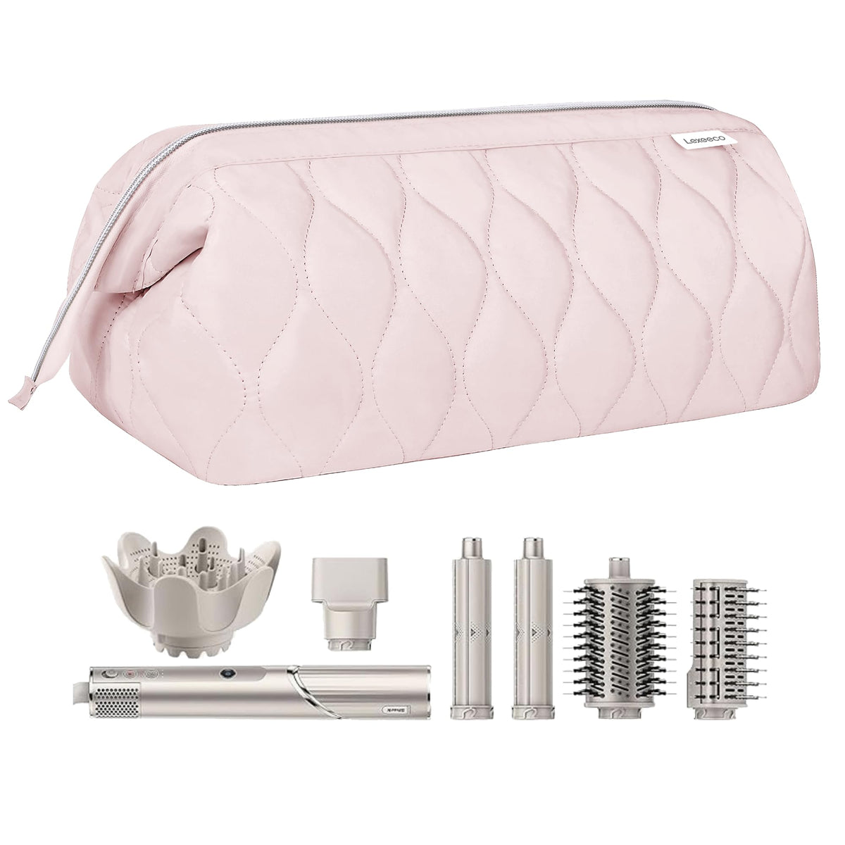 Lexeeco hair tools travel bag Shark Flex Fusion pink keeps attachments organized for travel