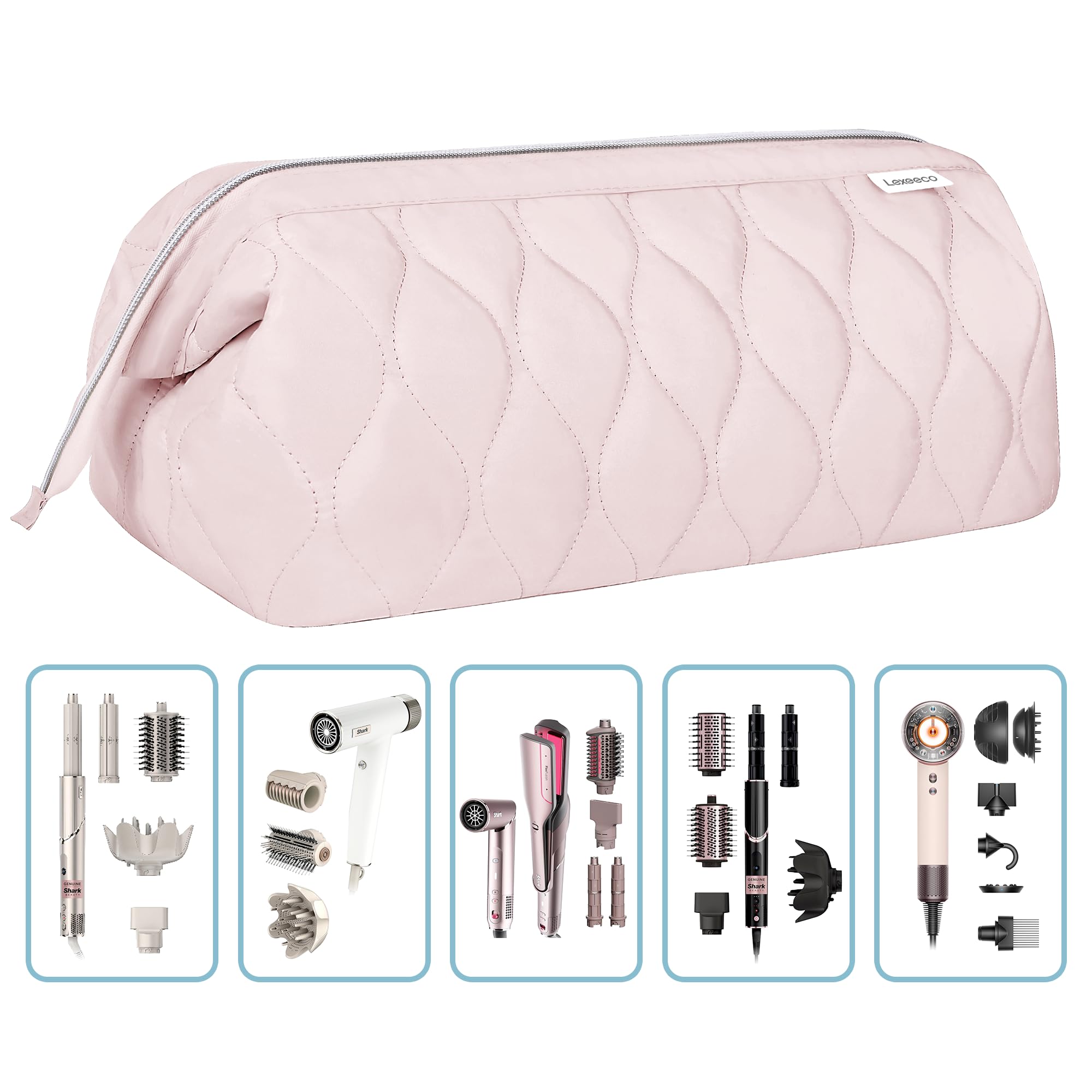 Lexeeco hair tools travel bag versatile case doubles as toiletry or makeup bag