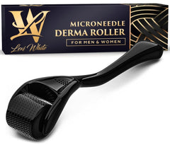 Lexi White Beauty derma roller titanium needles closeup for safe at-home microneedling sessions.