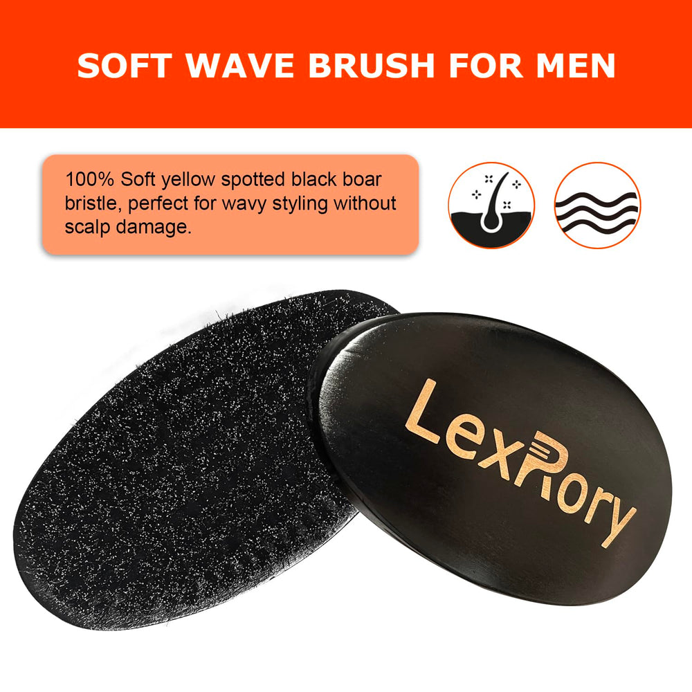 LexRory Soft Wave Brush palm wood handle for ergonomic brushing.