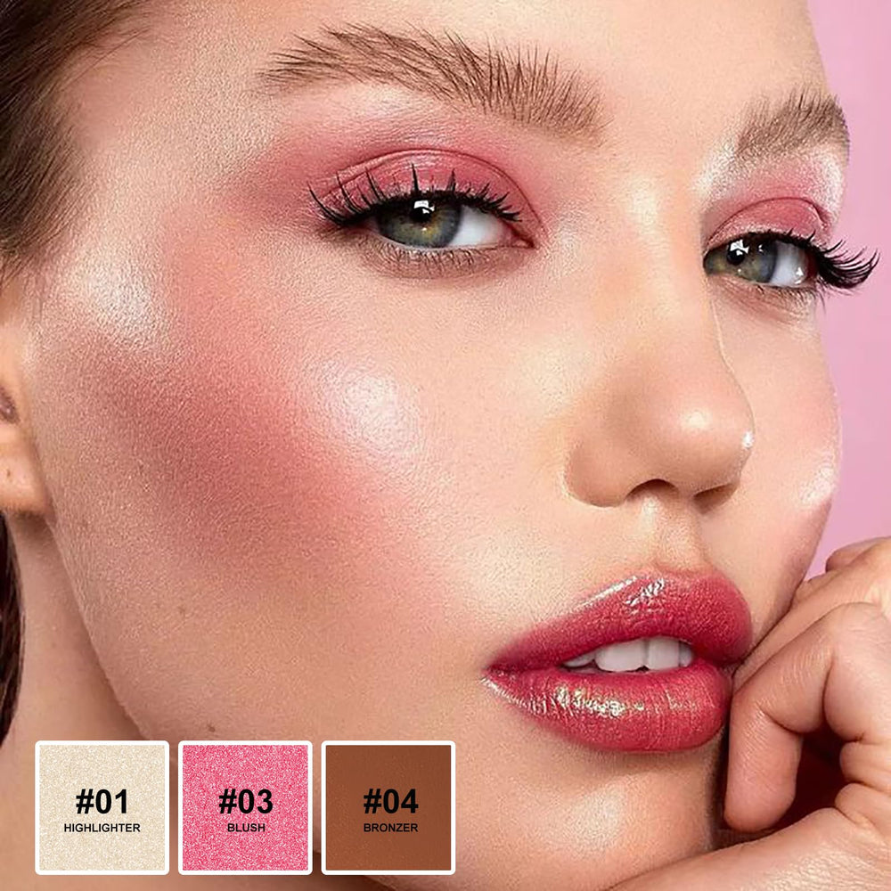 Lezero contour stick blush swatch demonstrates natural pink tone for a healthy cheek glow.
