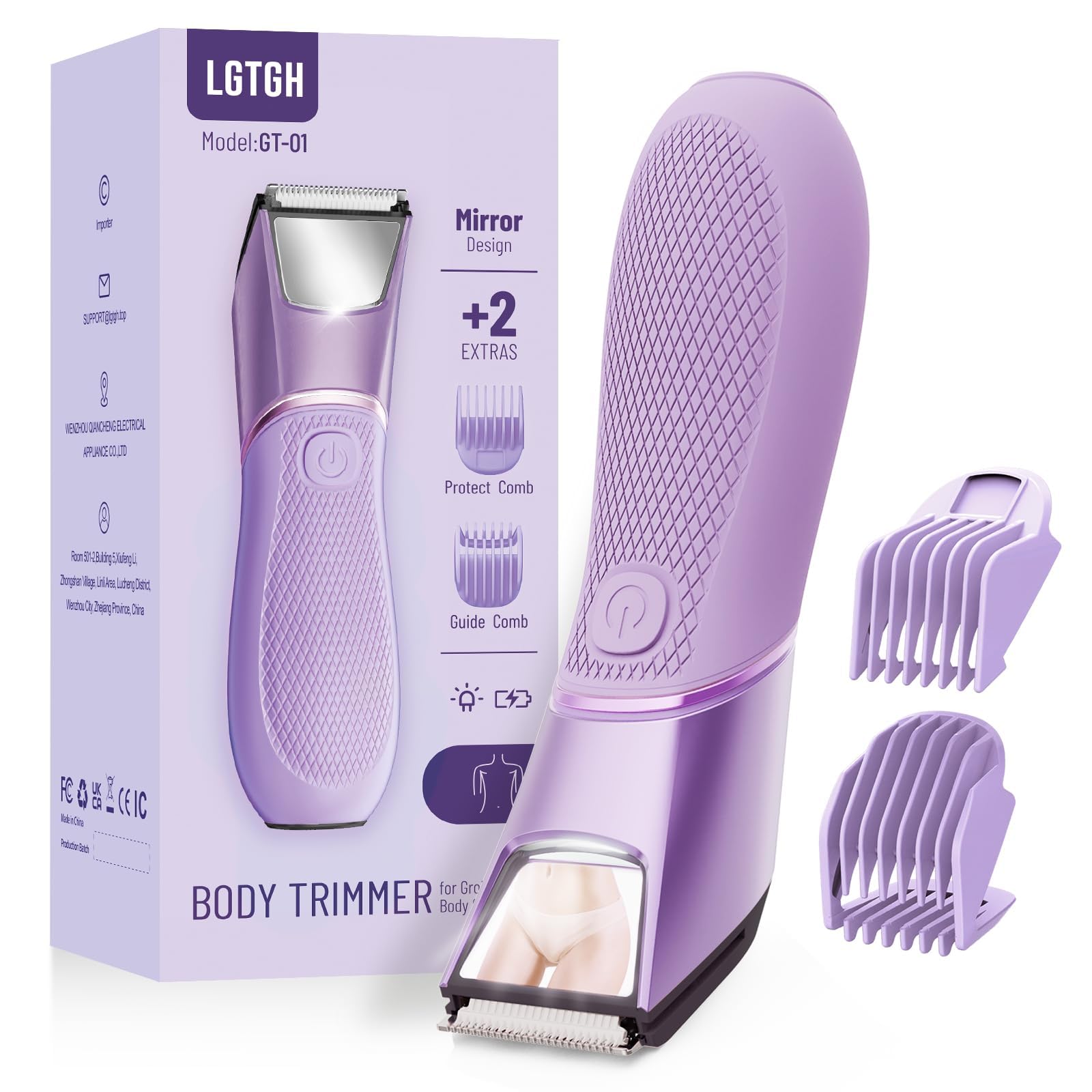 LGTGH Bikini Trimmer with mirror and LED for precise intimate grooming.
