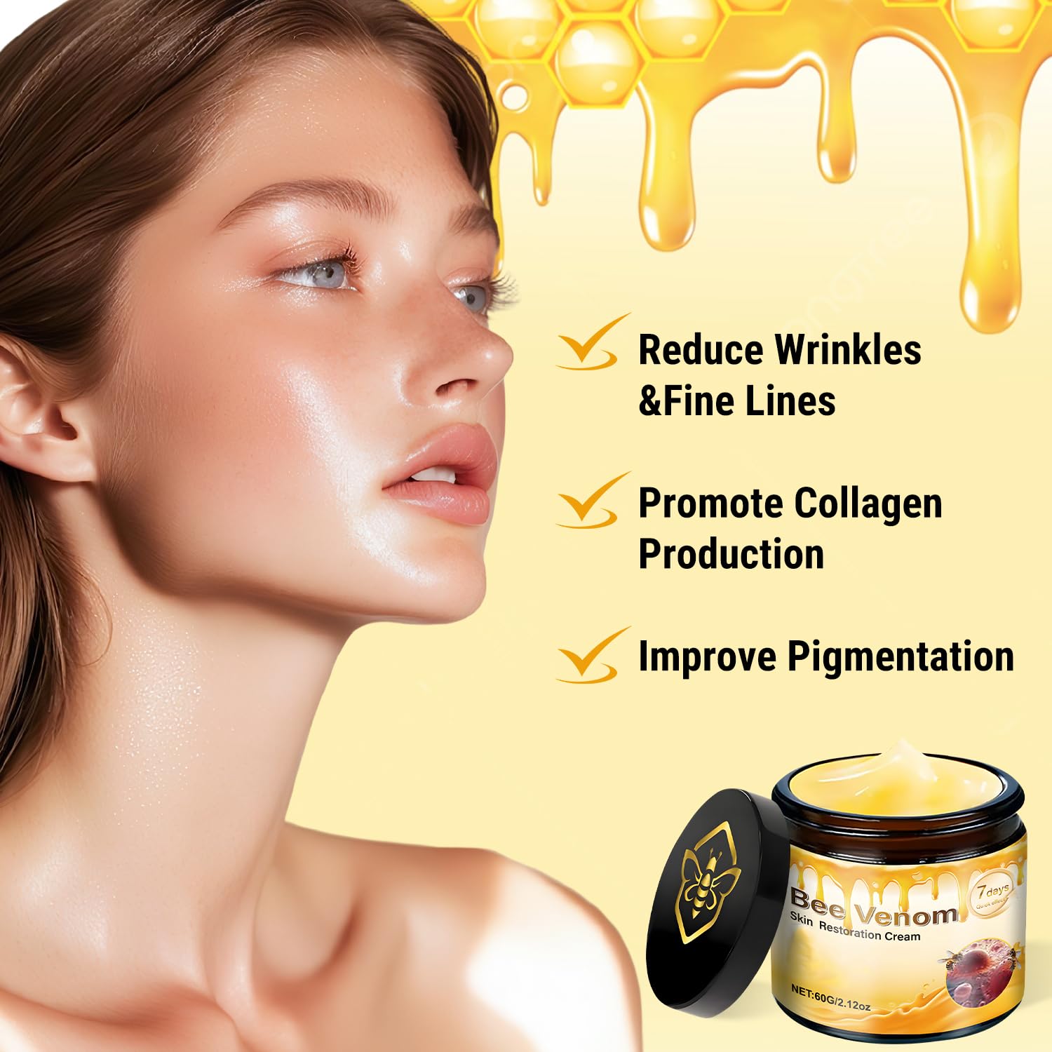 LHBMET Bee Venom Cream daily routine image suggests simple application.