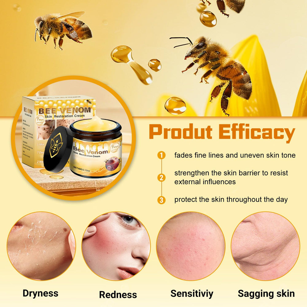 LHBMET Bee Venom Cream on the face shows even coverage during application.