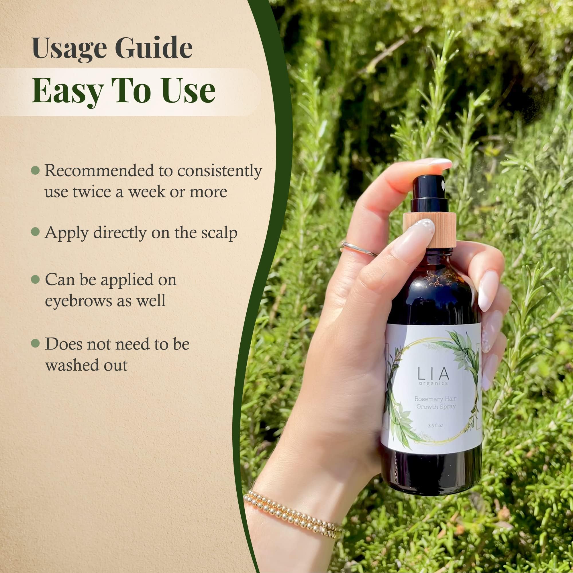 Lia Organics Rosemary Herbal Aroma closeup—clean, herbaceous scent for revitalizing routines.