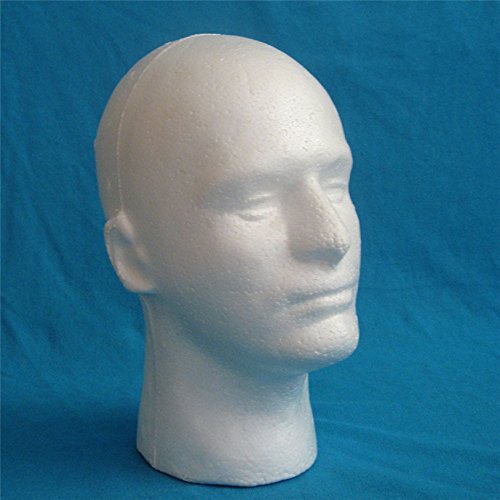 LIAMTU display head foam-white top-down shot emphasizes wig mounting stability.