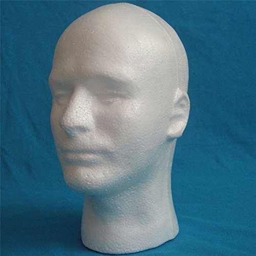 LIAMTU wig display head foam-white front view shows balanced proportions.