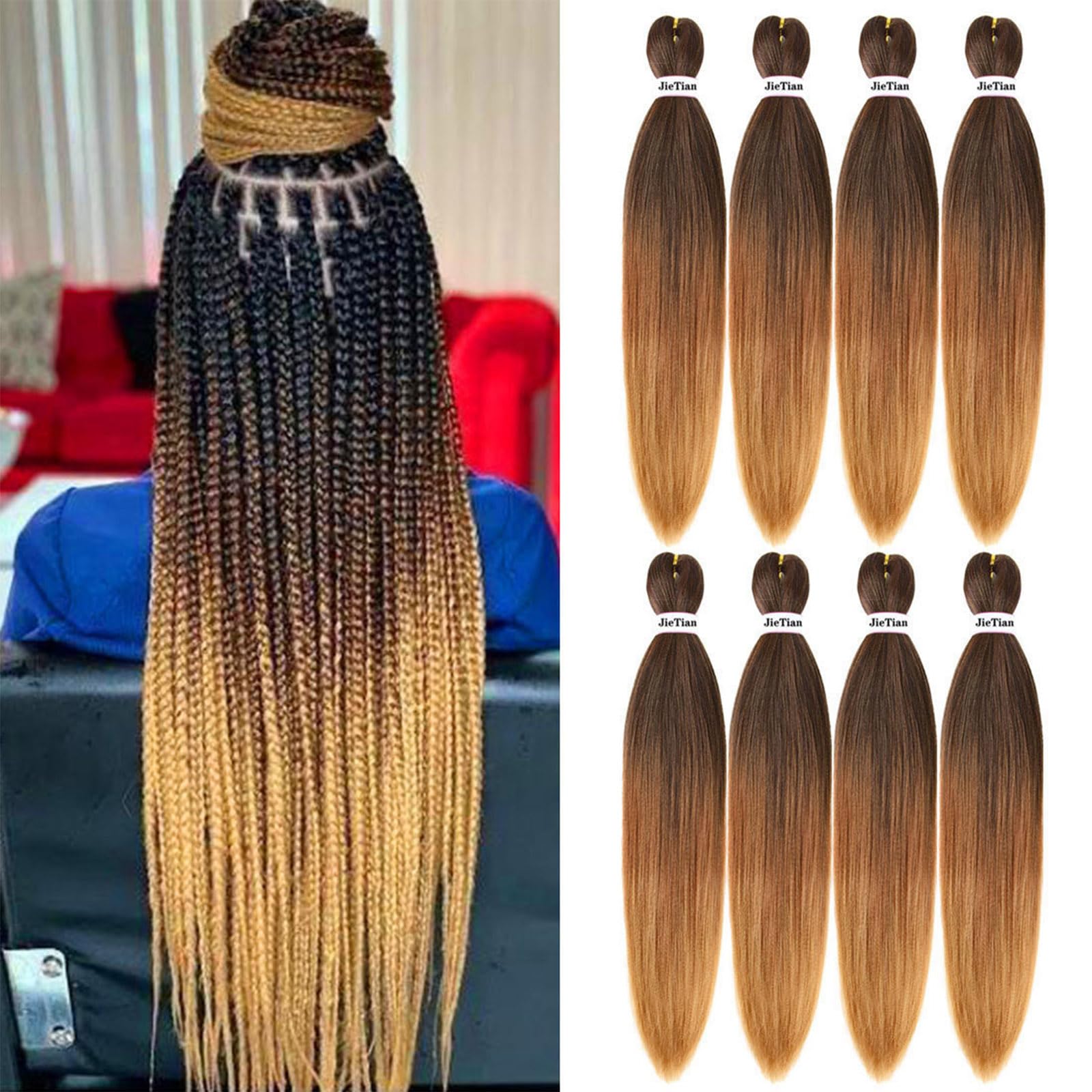 Liang Dian pre-stretched braiding hair ombre 30in closeup shows natural texture