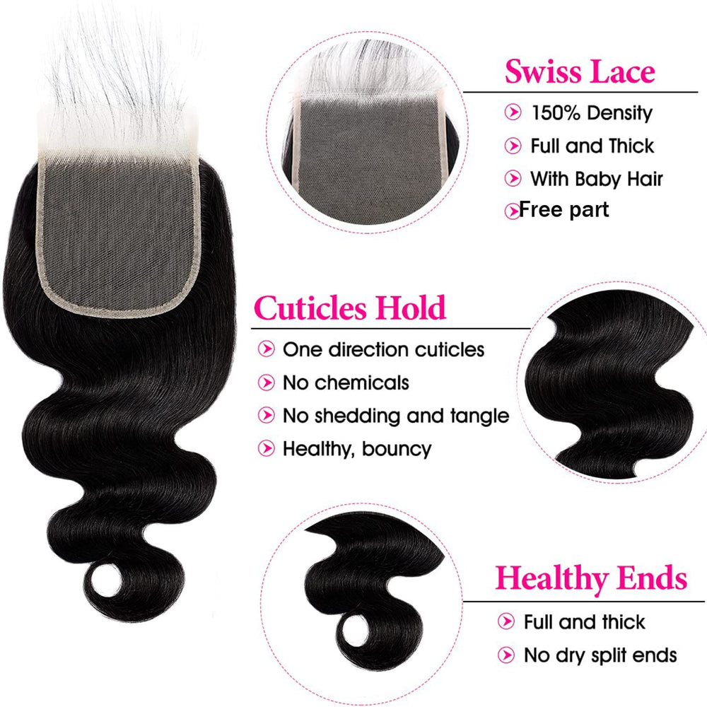 Liangya Hair HD body wave closure natural black color swatch demonstrates versatile dye-friendly shade.