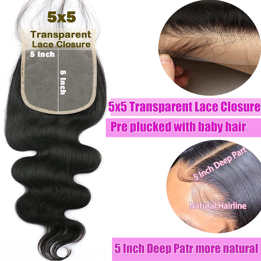 Liangya Hair HD body wave closure preplucked baby hair detail enabling easy, beginner-friendly installation.