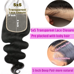 Liangya Hair HD body wave closure preplucked baby hair detail enabling easy, beginner-friendly installation.