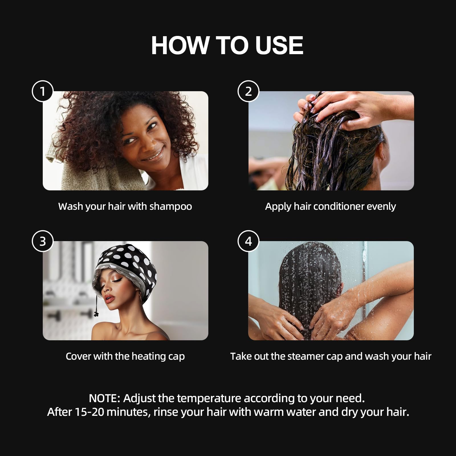 LIARTY Gorro vapor eléctrico diseño seguro y cómodo para cabello