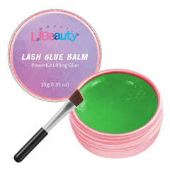 Libeauty glue balm jar front view showing product and packaging benefit of pro adhesion
