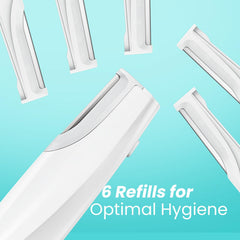 Liberex replacement blades closeup – hygienic, ready-to-use facial blade set for sonic dermaplaning.