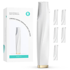Liberex Sonic Dermaplaning Tool face close-up for professional-grade exfoliation