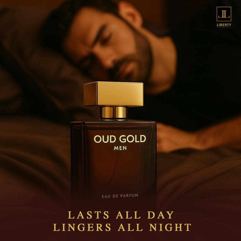 Liberty Oud middle-notes capture sandalwood and ylang-ylang for smooth sweetness.
