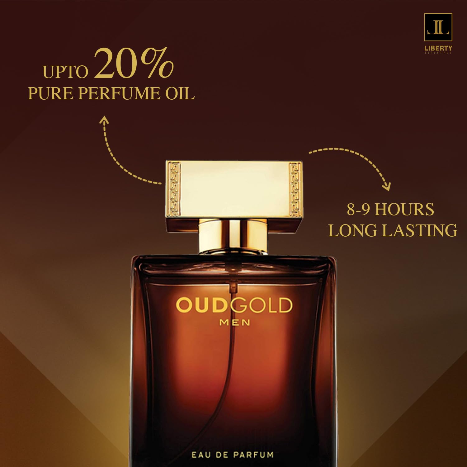 Liberty Oud night-wear image evokes bold confidence for evening events.