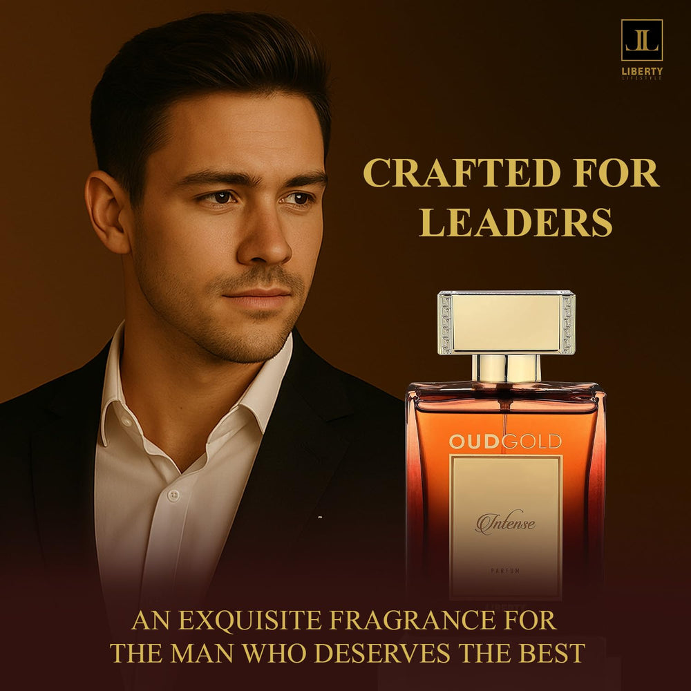 Liberty OudGold Intense box-open displays premium packaging and unboxing appeal.