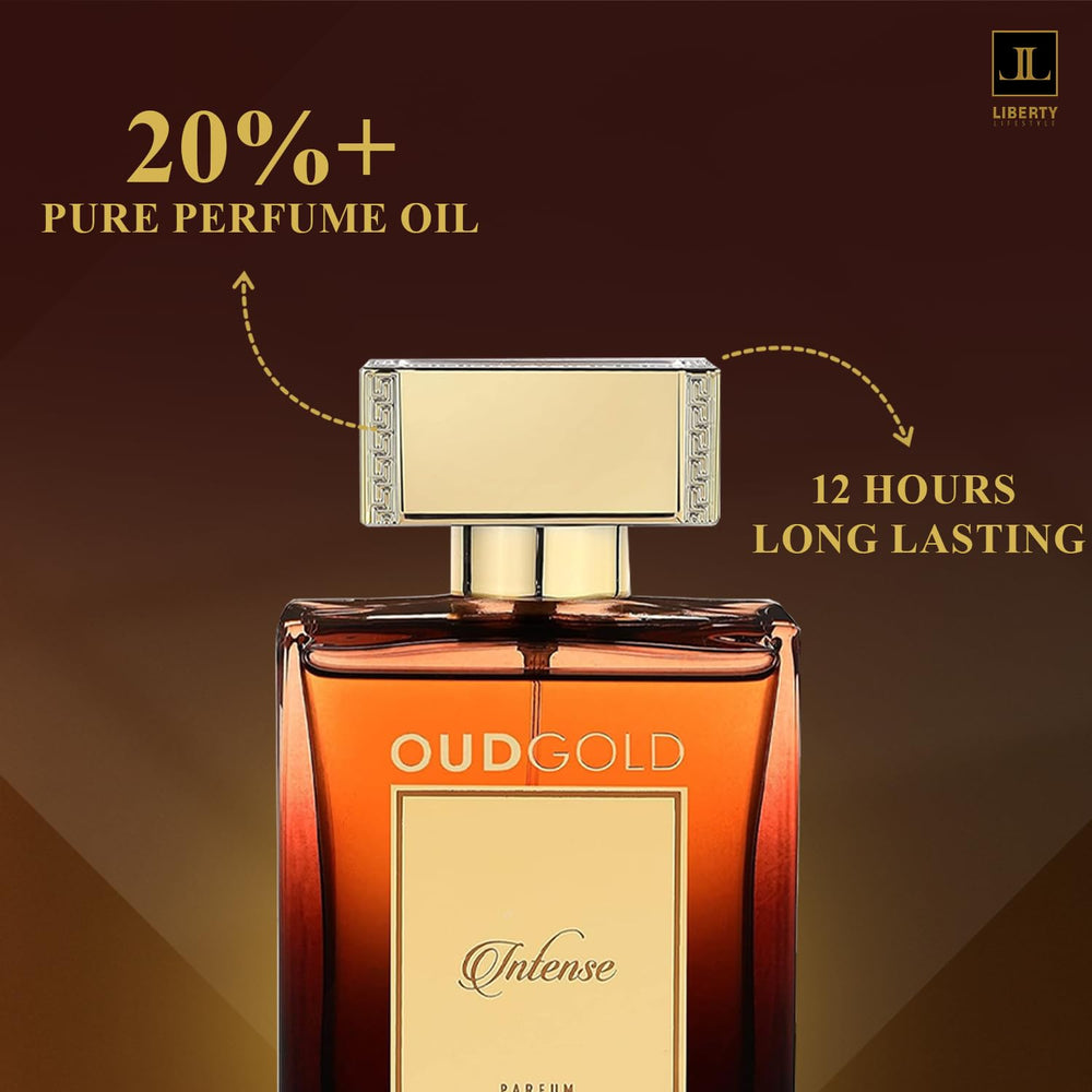 Liberty OudGold Intense woody-performance vibe implies long-lasting presence.