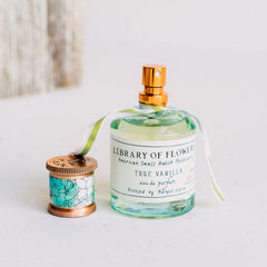 Library of Flowers True Vanilla Eau de Parfum bottle displayed for daily wear.