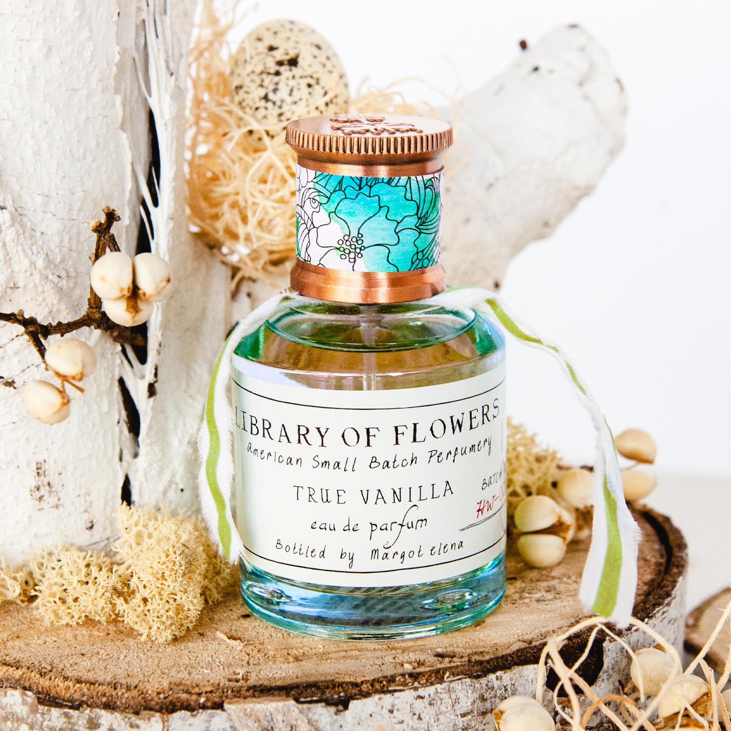 Library of Flowers vanilla beans and amber swirl evoke warm evenings.