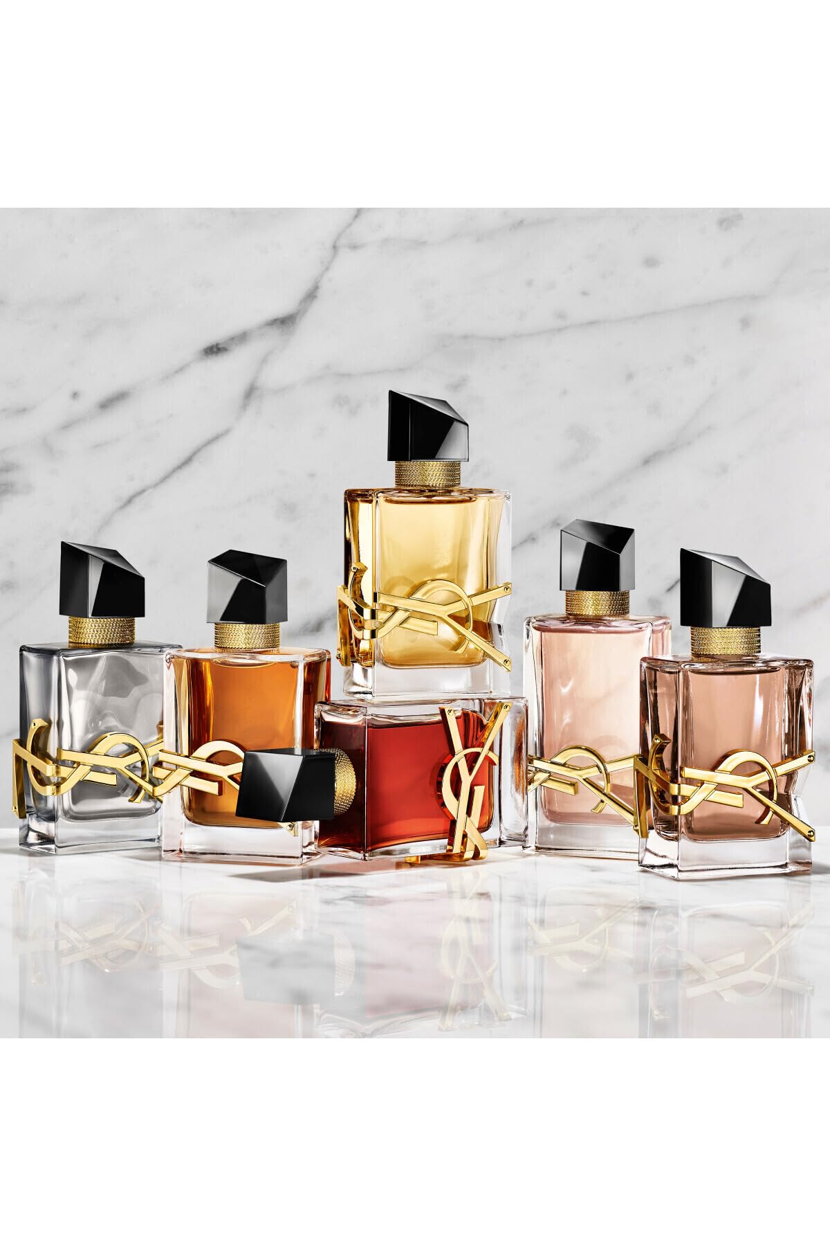 Yves Saint Laurent Libre Flowers and Flames angled shot evokes romantic evening fragrance.