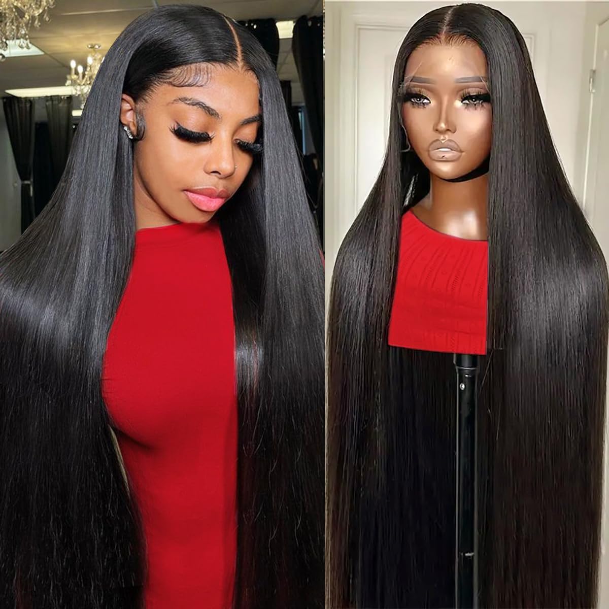 LICHANG 32inch lace-front wig with straight hair for natural look and easy styling