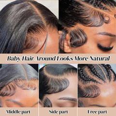 LICHANG HD lace-front wig close-up shows baby hairs for seamless scalp