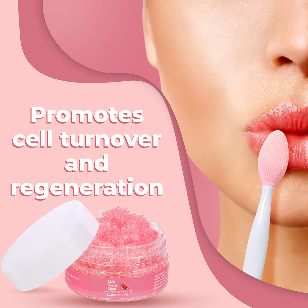 Lick Your Lips Watermelon Sugar Lip Scrub ingredients highlight shea butter and watermelon extract.
