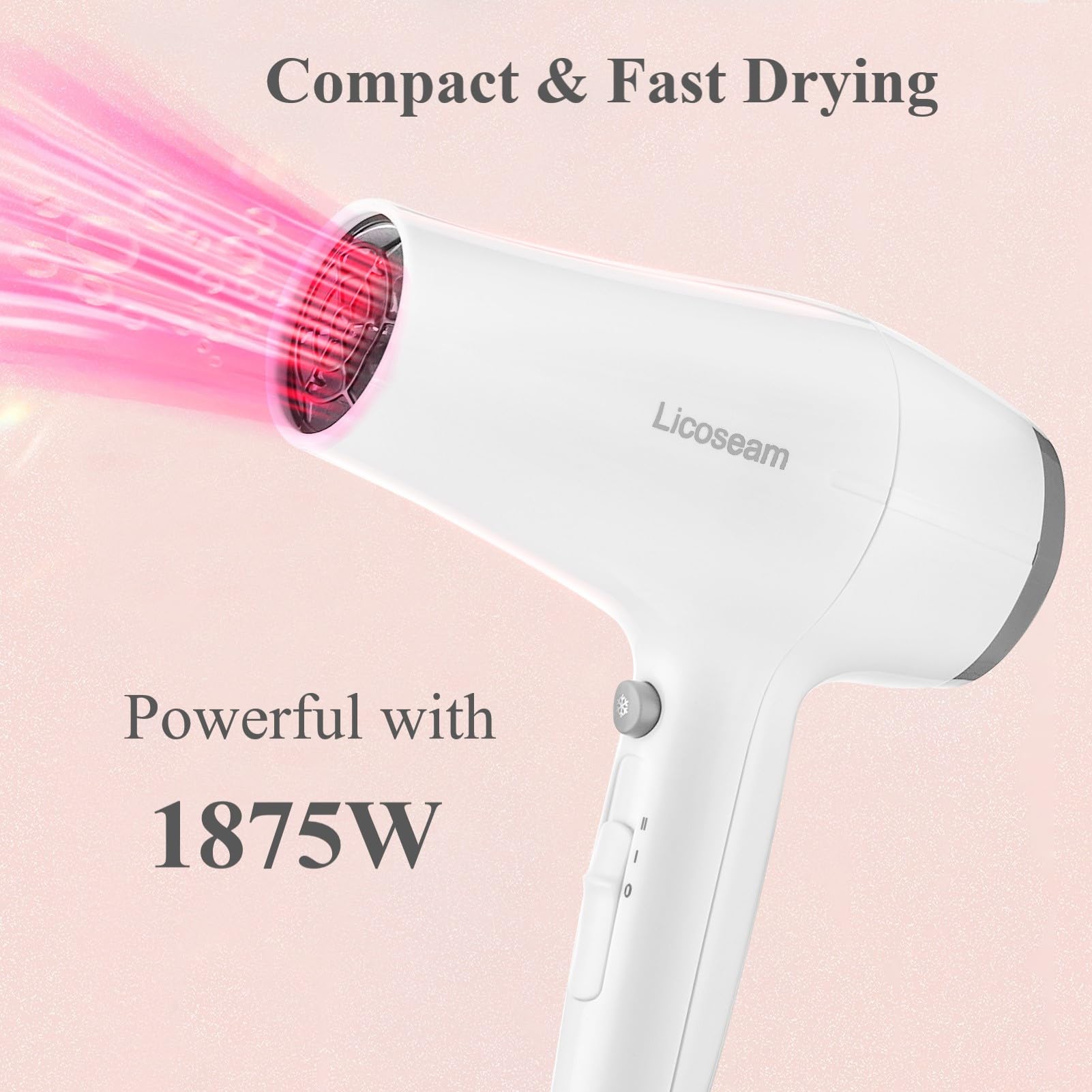 Licoseam Hair Dryer lightweight 0.9lb in hand for quick dry sessions.