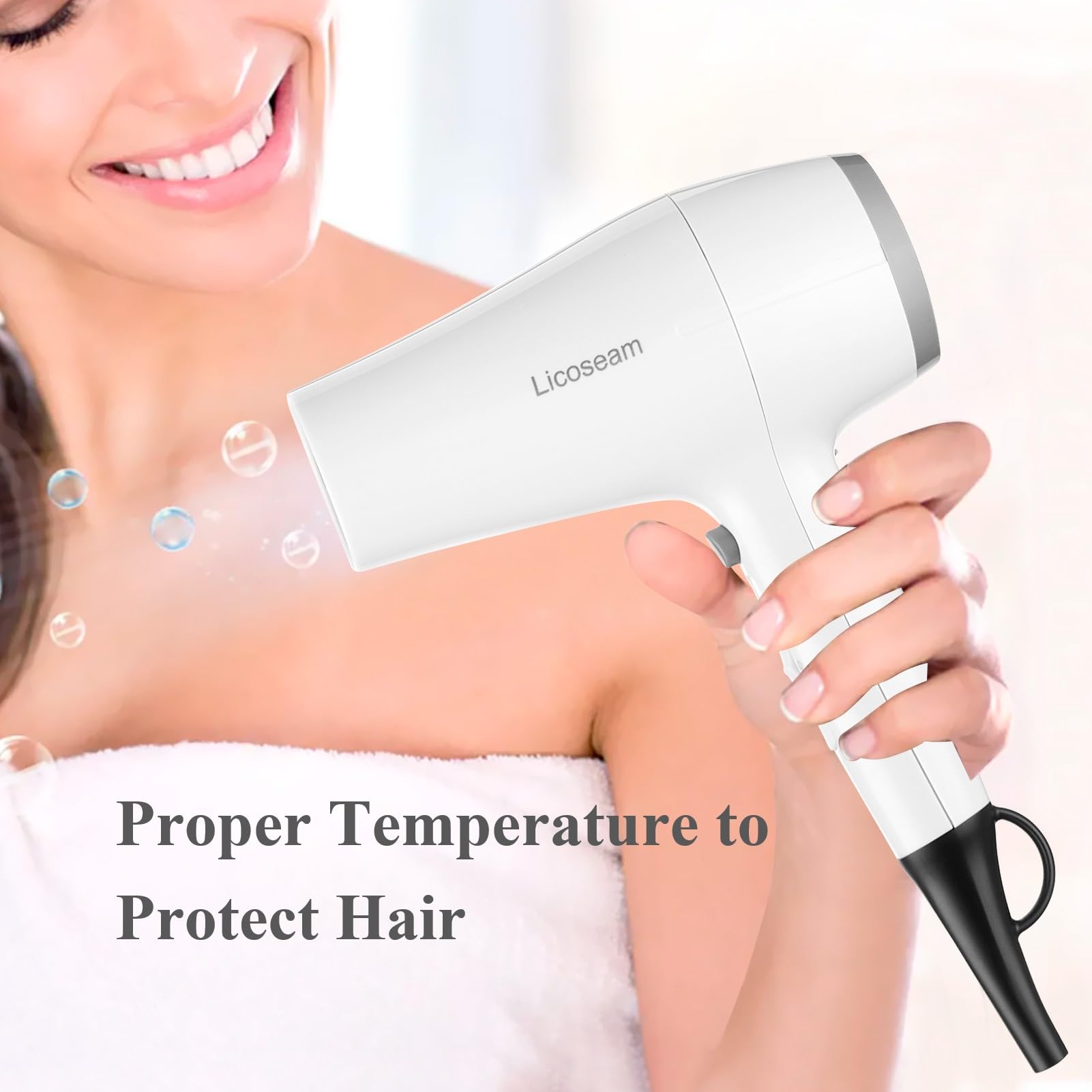 Licoseam Hair Dryer removable air filter shown for easy cleaning and longevity.