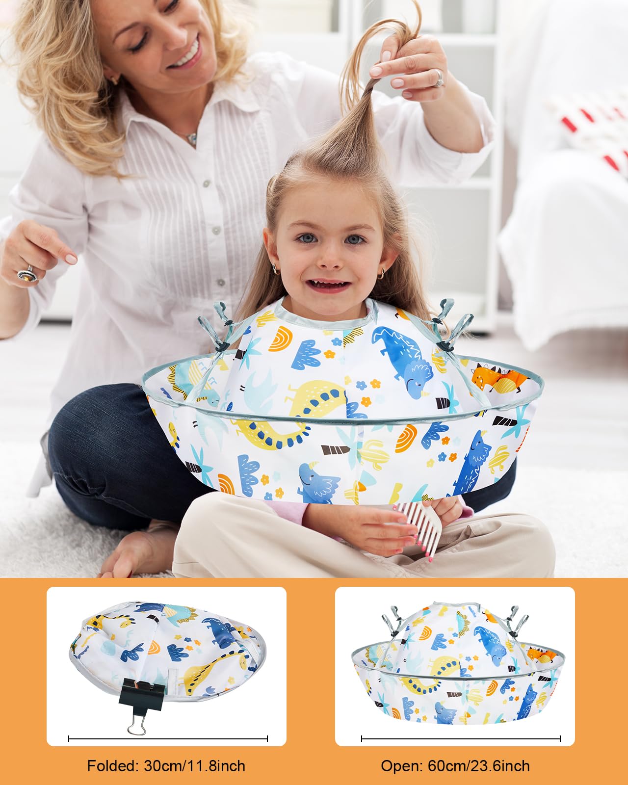 Lictin waterproof kid cape shows soft fabric for comfortable haircuts.