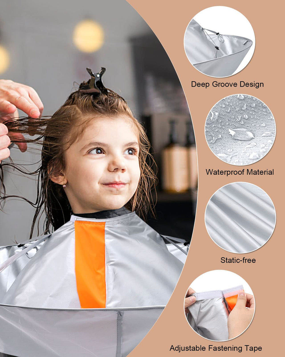 Lictin waterproof nylon cape delivers durable, reusable protection during dye or perm sessions.