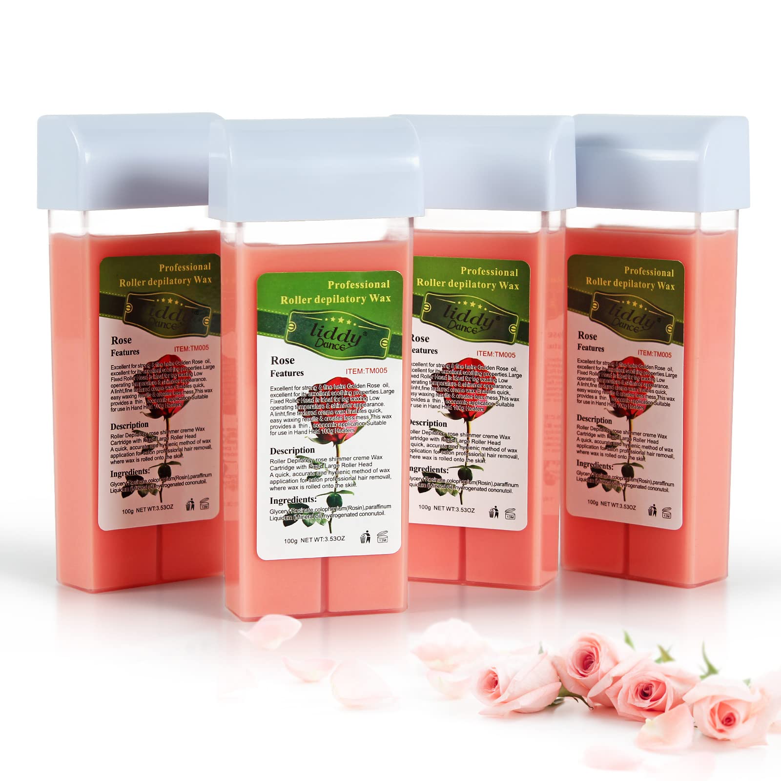Liddy Dance Rose Roll-On Wax Refill Pack Front view for at-home waxing convenience.