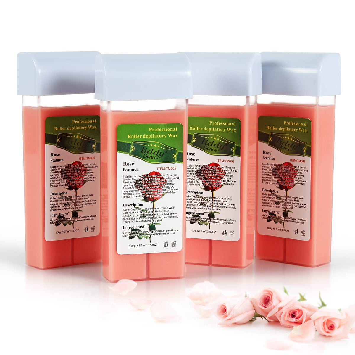 Liddy Dance Rose Roll-On Wax Refill Pack Front view for at-home waxing convenience.
