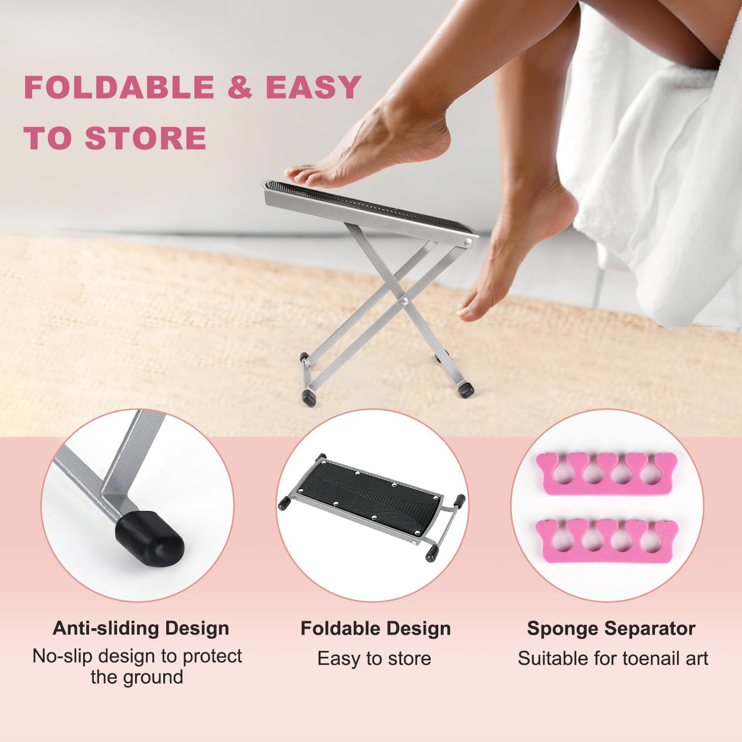 LiDiVi Pedicure Foot Rest compact dimensions fit small home setups with ease.