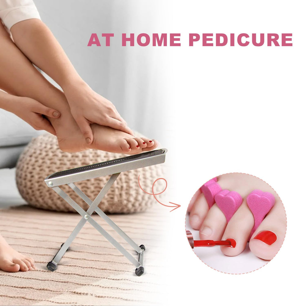 LiDiVi Pedicure Foot Rest used at home for easy reach during nail care.