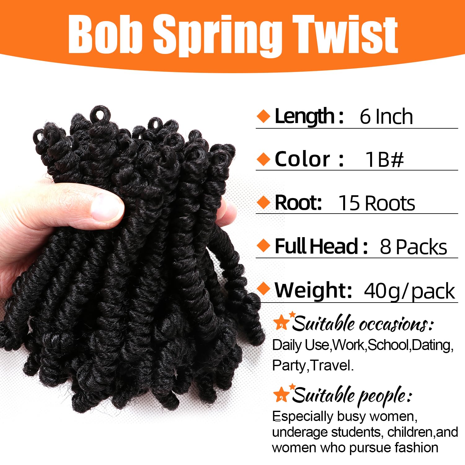 Lifabeauty short bob spring twist 6-inch close-up highlights natural movement and soft feel.