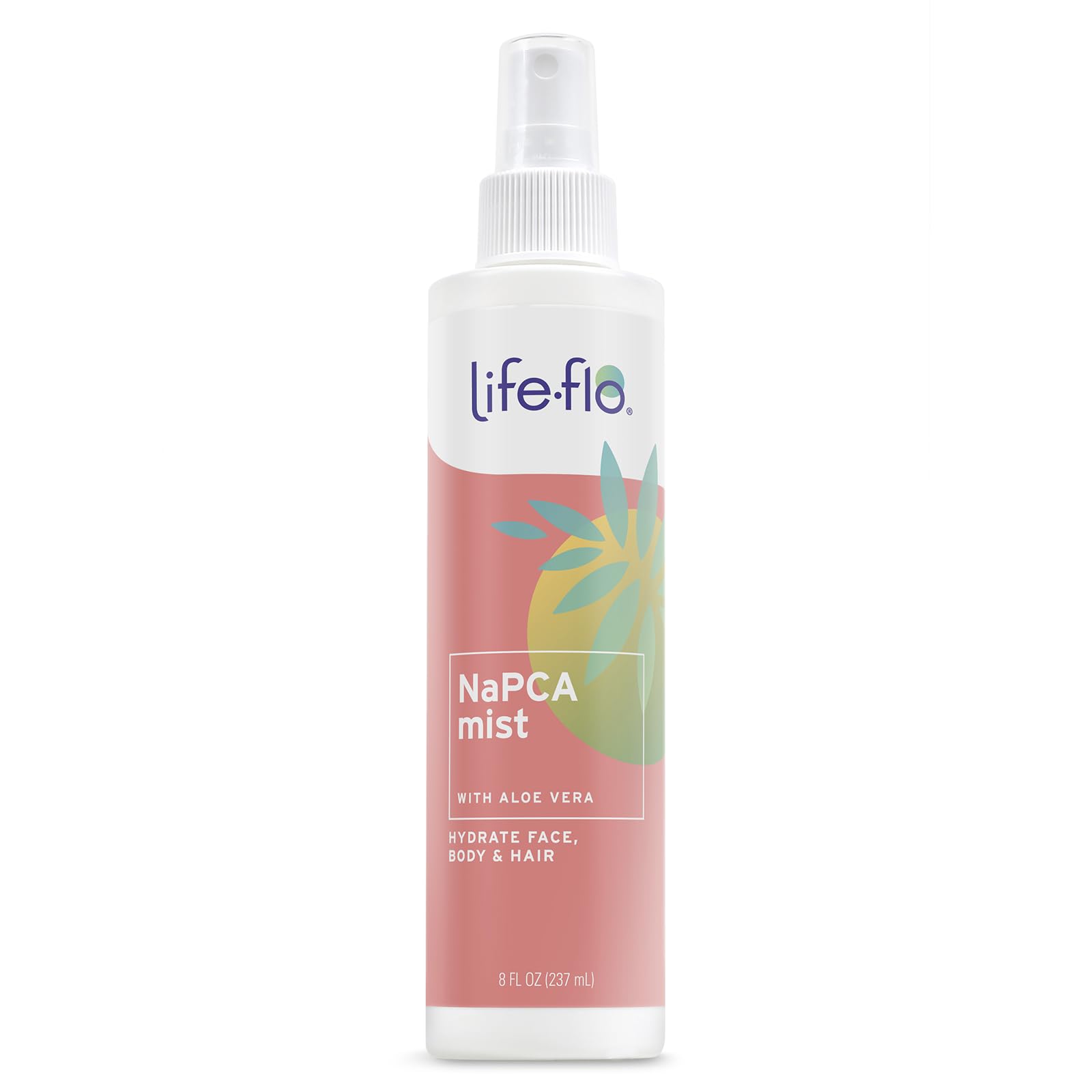 Life-Flo NaPCA Hydrating Mist bottle highlighting lightweight hydration for skin and hair.