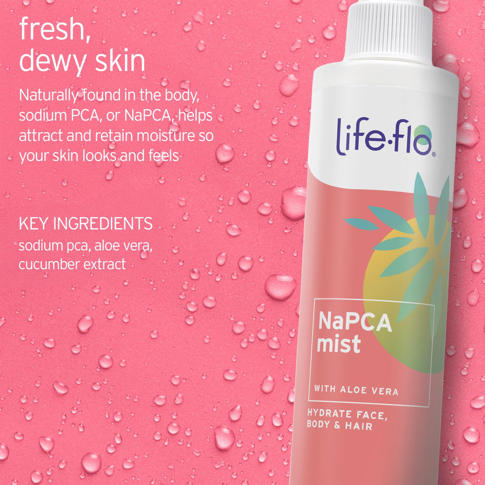 Life-Flo NaPCA Hydrating Mist in spray action for easy makeup setting and refresh.