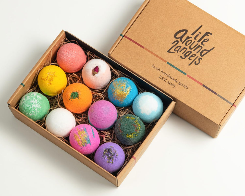 Lifearound2angels bath bombs as elegant wedding party favors.