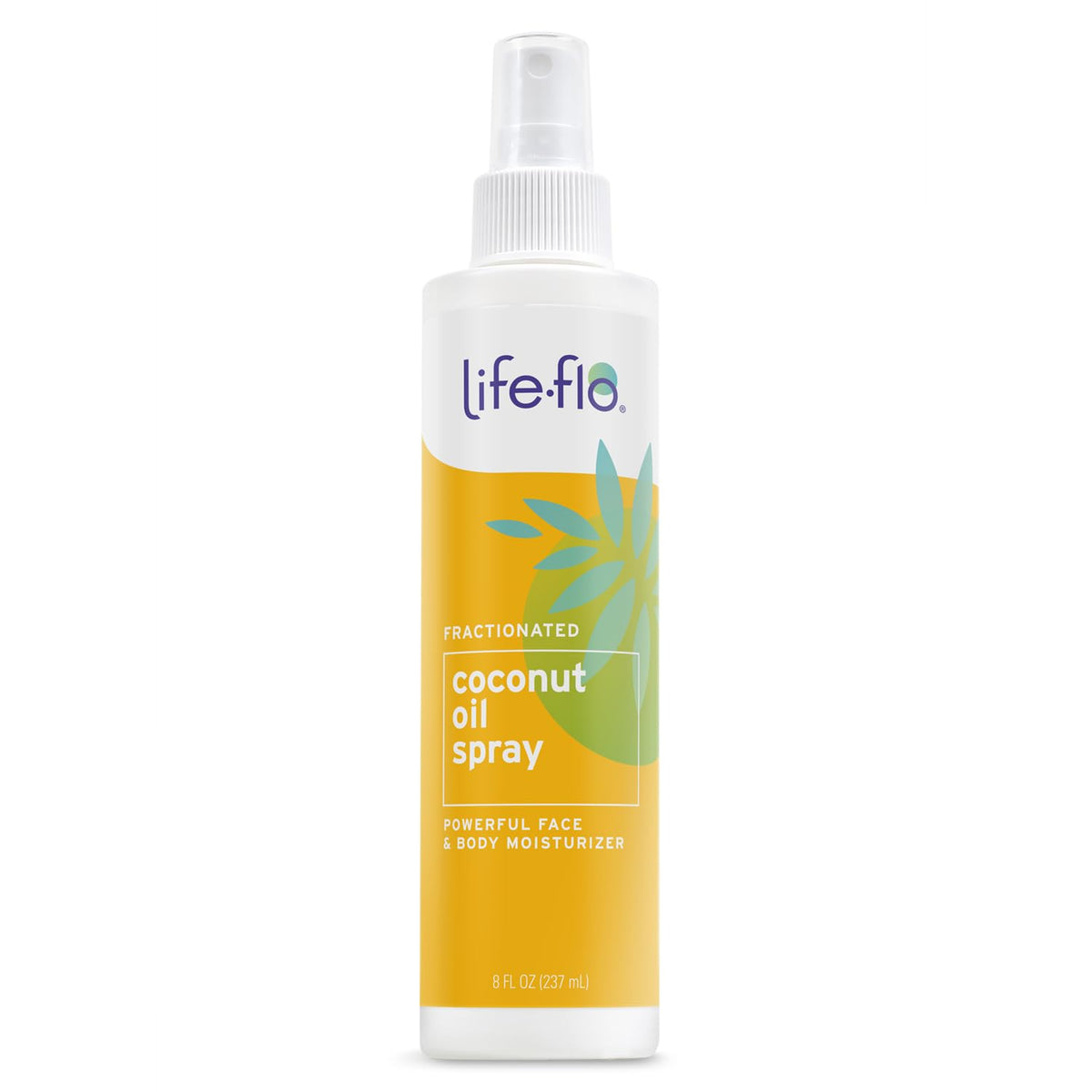 LifeFlo fractionated coconut oil spray bottle ready for daily moisture on skin.