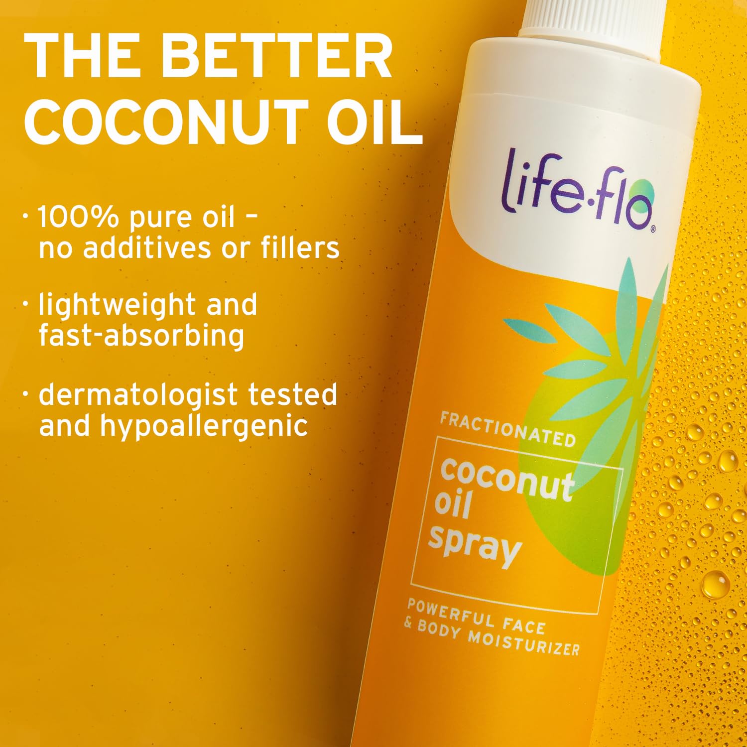 LifeFlo fractionated coconut oil spray on hair helps tame frizz.